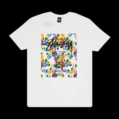 Stussy World Tour Flower Block Tee 'White'
