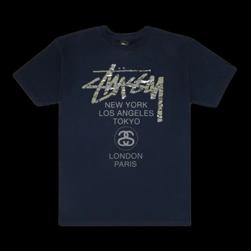 Stussy World Tour Camo Tee 'Navy'