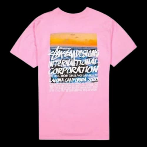 Stussy Clear Day Tee Printing Short Sleeve Unisex Pink