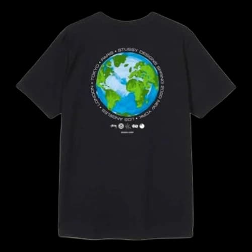 Stussy Earth Printing Short Sleeve Unisex Black