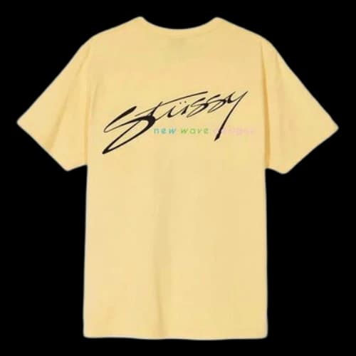Stussy New Wave Designs Design Logo Casual Round Neck Short Sleeve Yellow