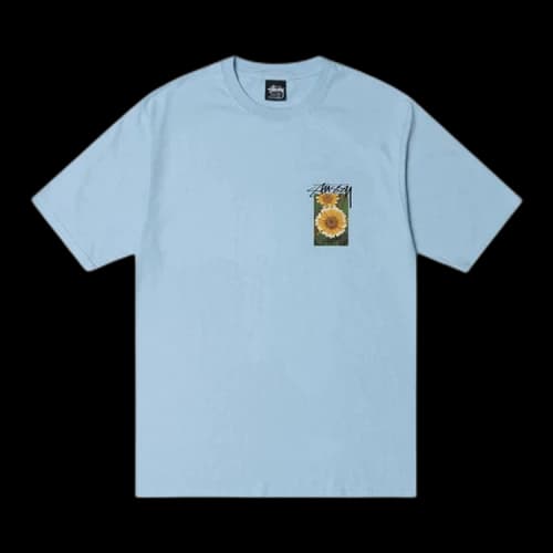 Stussy Flower Grid Pigment Dyed Tee 'Sky Blue'