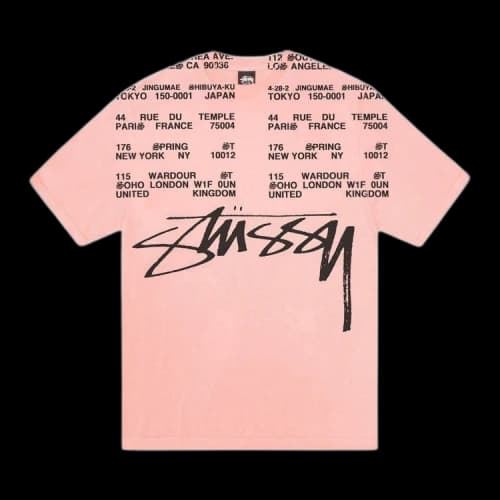 Stussy Locations Tee Pigment Dyed 'Coral'