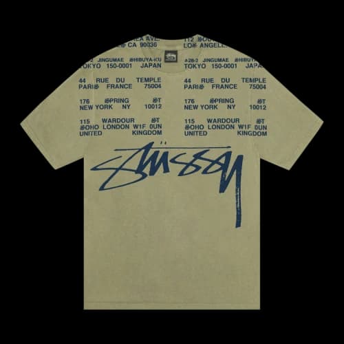 Stussy Locations Tee Pigment Dyed 'Olive'