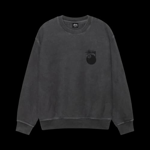 Stussy 8 Ball Pigment Dyed Crew 'Black 2'