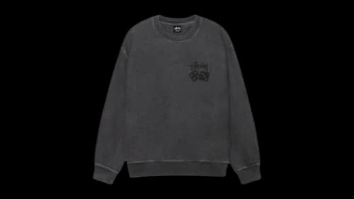 Stussy Dice Pig Dyed Crew Sweatshirt Black