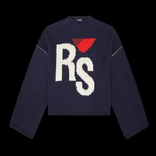 Raf Simons Cropped Oversized RS Crew Knit 'Dark Navy'