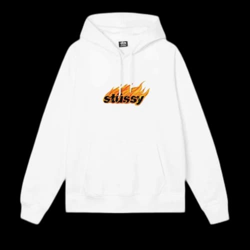 Stussy Flames Hood 'White'