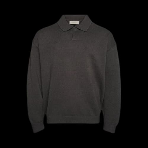 Fear of God Essentials Knit Long-Sleeve Polo 'Off Black'