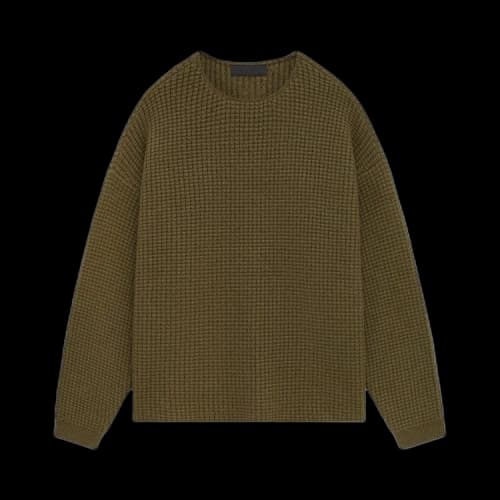 Fear of God Essentials Heavy Waffle Crewneck Sweater Olive