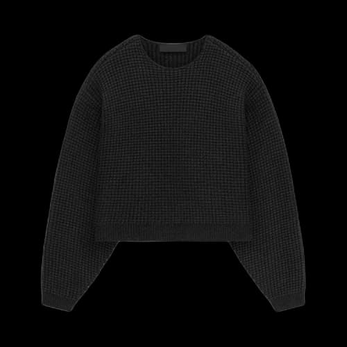 Fear of God Essentials Womens Heavy Waffle Cropped Crewneck Black