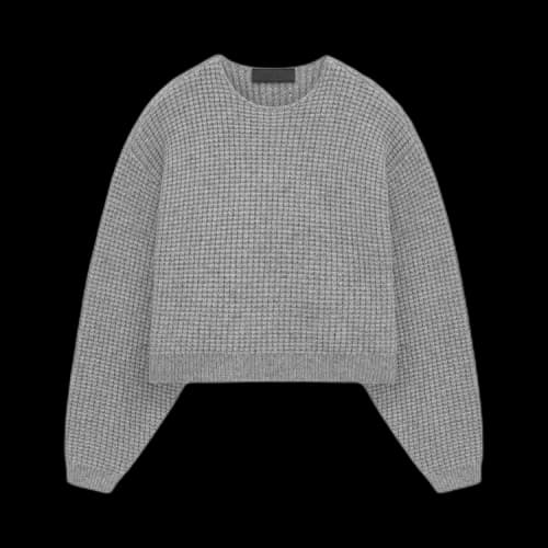 Fear of God Essentials Womens Heavy Waffle Cropped Crewneck Dark Heather