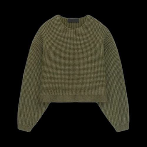 Fear of God Essentials Womens Heavy Waffle Cropped Crewneck Military