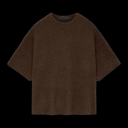 Fear of God Essentials Heavy Waffle Short Sleeve Crewneck Sweater Brown