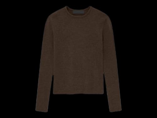 Fear of God Essentials Women's Waffle Fitted Long Sleeve Sweater Brown