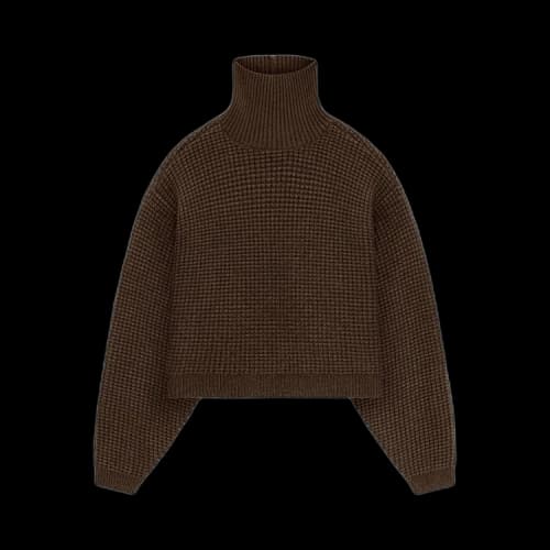 Fear of God Essentials Women's Heavy Waffle Cropped Turtleneck Brown