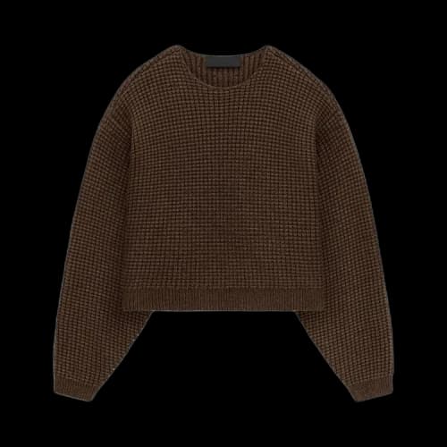 Fear of God Essentials Women's Heavy Waffle Cropped Sweater Brown