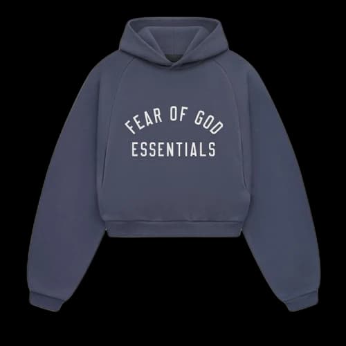 Fear of God Essentials Women's Fleece Cropped Hoodie Marine