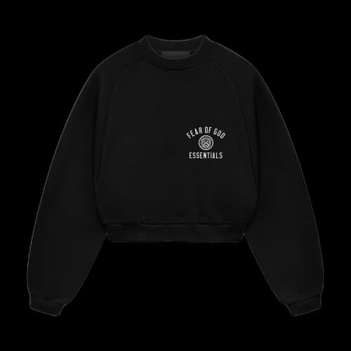 Fear of God Essentials Women's Fleece Cropped Crewneck (FW24) Black
