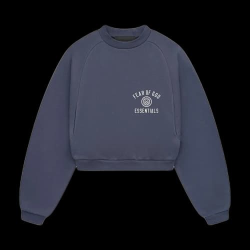 Fear of God Essentials Women's Fleece Cropped Crewneck Marine