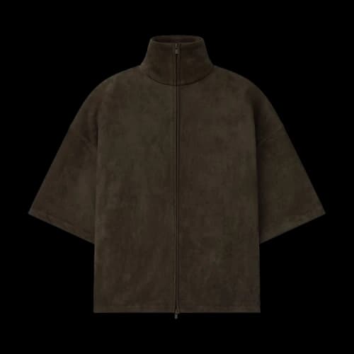 Fear of God Essentials Suede Fleece High Neck 3/4 Sleeve Jacket 'Brown'