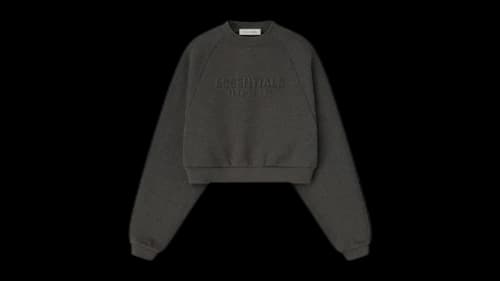 Fear of God Essentials Womens Embossed 90's Raglan Crewneck Sweatshirt Charcoal Heather