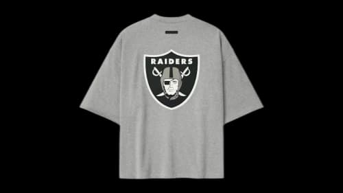 Fear of God Essentials Raiders 90s 3/4 Sleeve Football Tee Concrete Heather