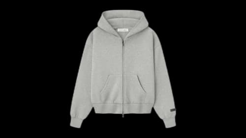 Fear of God Essentials Womens Classic Fleece Zip-Up Hoodie Concrete Heather