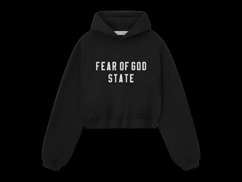 Fear of God Essentials Womens Modern Fleece Raglan Hoodie Jet Black