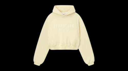 Fear of God Essentials Womens Modern Fleece Raglan Hoodie Garden Yellow