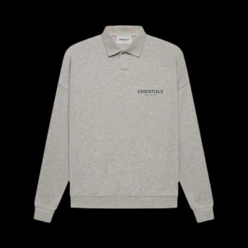 Fear of God Essentials Long-Sleeve Polo 'Dark Heather Oatmeal'