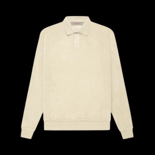 Fear of God Essentials Velour Long-Sleeve Polo 'Egg Shell'