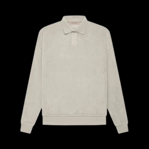 Fear of God Essentials Velour Long-Sleeve Polo 'Smoke'