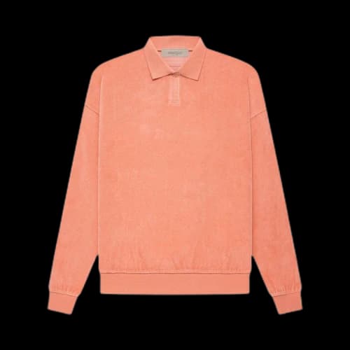 Fear of God Essentials Velour Long-Sleeve Polo 'Coral'