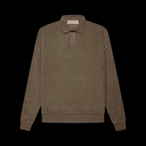 Fear of God Essentials Velour Long-Sleeve Polo 'Wood'