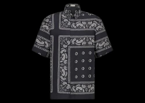 Dior x CACTUS JACK Short-Sleeved Shirt with Bandana Motif Navy Blue