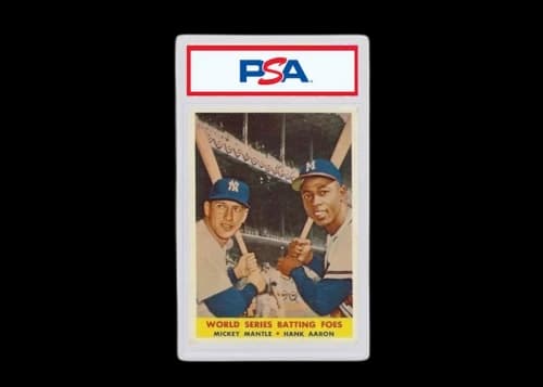 1958 Topps 418 Mickey Mantle/Hank Aaron World Series Batting Foes (PSA or BGS Graded)