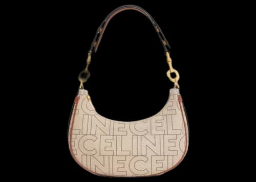 Celine Medium Ava Strap Bag In Textile With Celine All-Over Print Natural/Tan