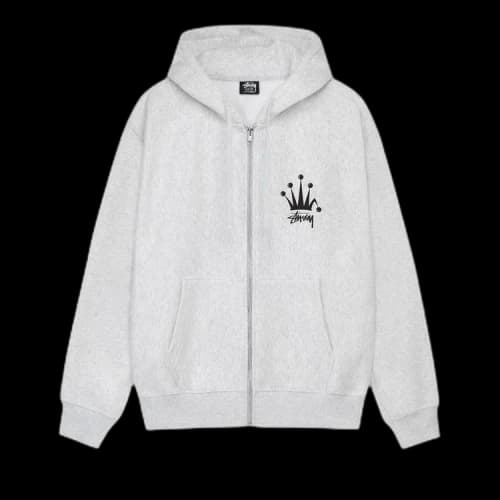 Stussy Regal Crown Zip Hoodie 'Ash Heather'
