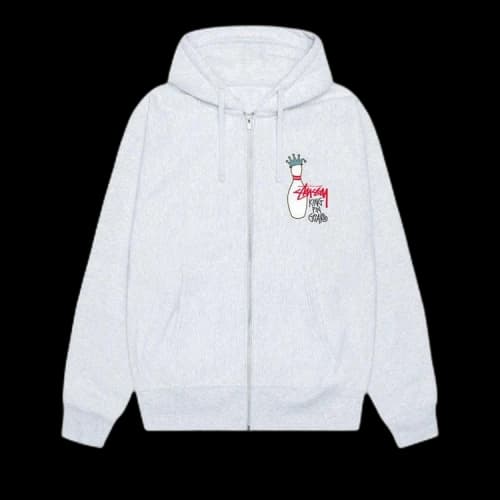 Stussy Kingpin Zip Hoodie 'Ash Heather'