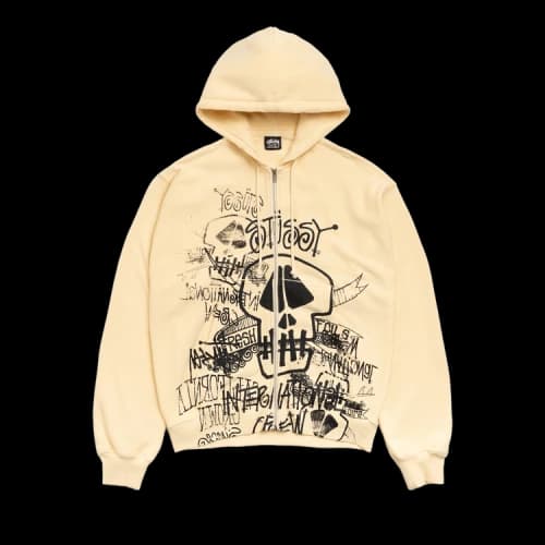 Stussy Skulls Zip Hoodie Pigment Dyed 'Gold'