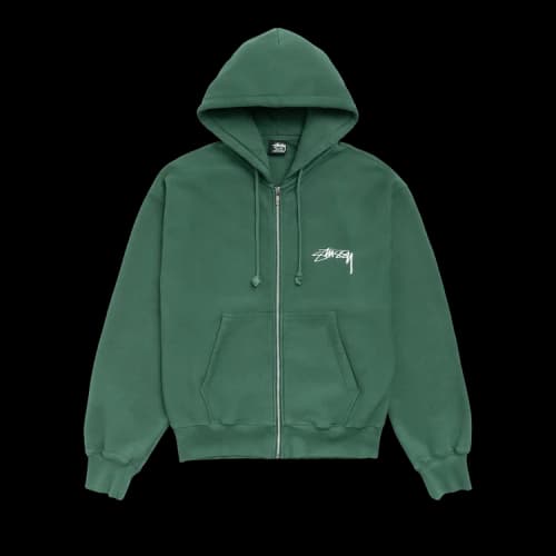 Stussy Stack Zip Hoodie Pigment Dyed 'Pine'