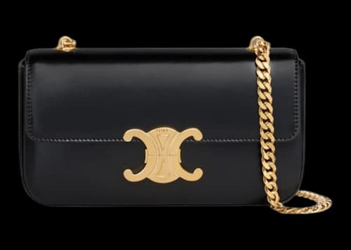 Celine Triomphe Chain Shoulder Bag Black