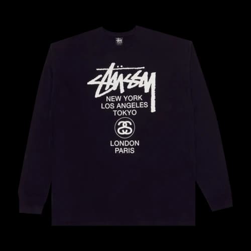 Stussy Long-Sleeve World Tour Tee 'Black'