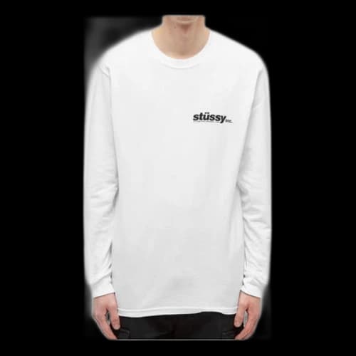 Stussy Basic Back Printing Long Sleeves White