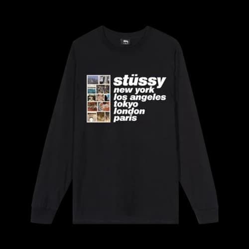 Stussy Italic Collage Long-Sleeve Tee 'Black'