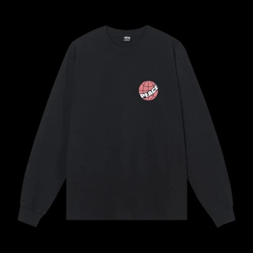 Stussy Global Peace Pigment Dyed Long-Sleeve Tee 'Black'