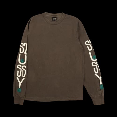 Stussy Classic Stack Pigment Dyed Long-Sleeve Tee 'Coffee'
