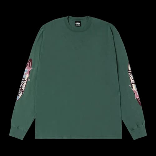 Stussy Two Star L/S Pigment Dyed Tee Pine
