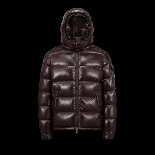 Moncler Maya Hooded Puffer Shiny Jacket 'Brown'